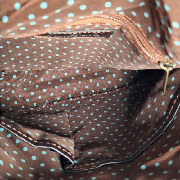 Chala Faux Vegan Leather Fold Over Crossbody Bag Purse Cognac Boho Earthy - Picture 9 of 10